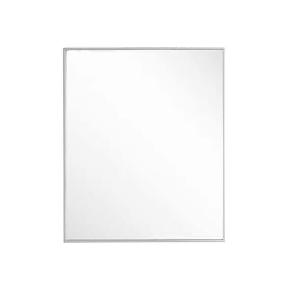 Bellaterra Home 23.5 in. W x 28 in. H Framed Rectangular Metal Wall Bathroom Vanity Mirror in Brushed Silver