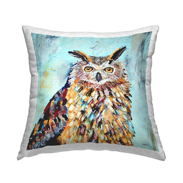 Stupell Industries Owl Wildlife Vivid Shapes Multi-Color Square Outdoor Throw Pillow