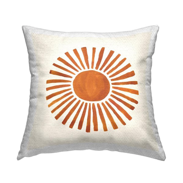 Stupell Industries Orange Boho Sun Rays Nature Kids Design Beige Square Outdoor Throw Pillow