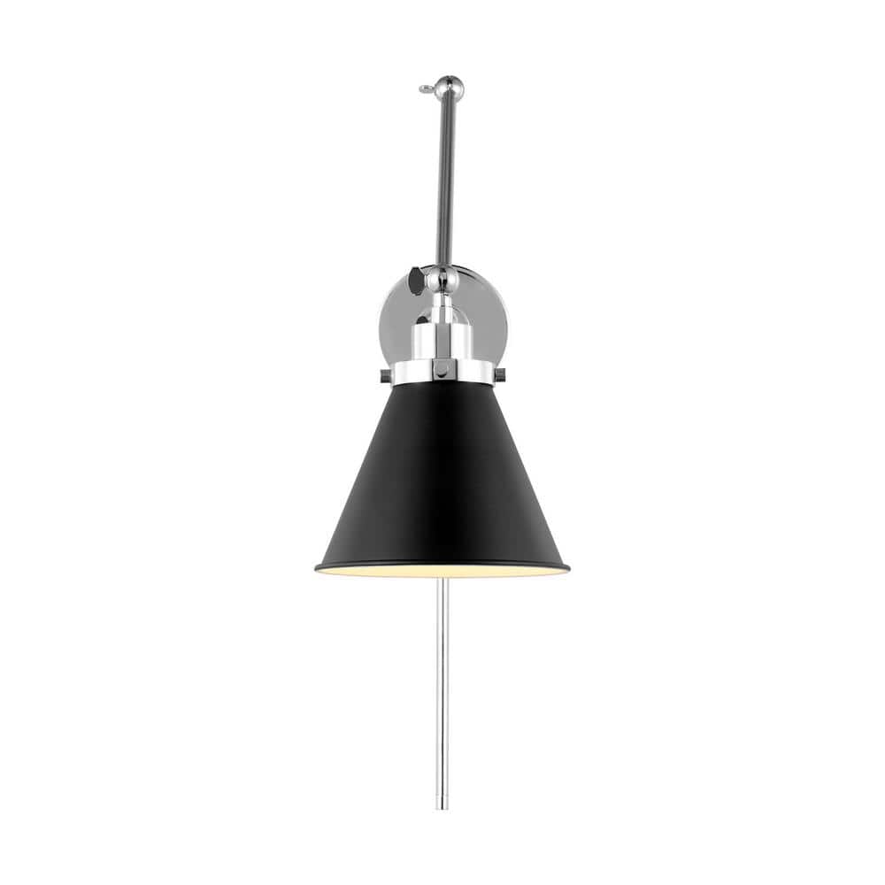 Wellfleet Midnight Black and Polished Nickel Dimmable Wall Sconce
