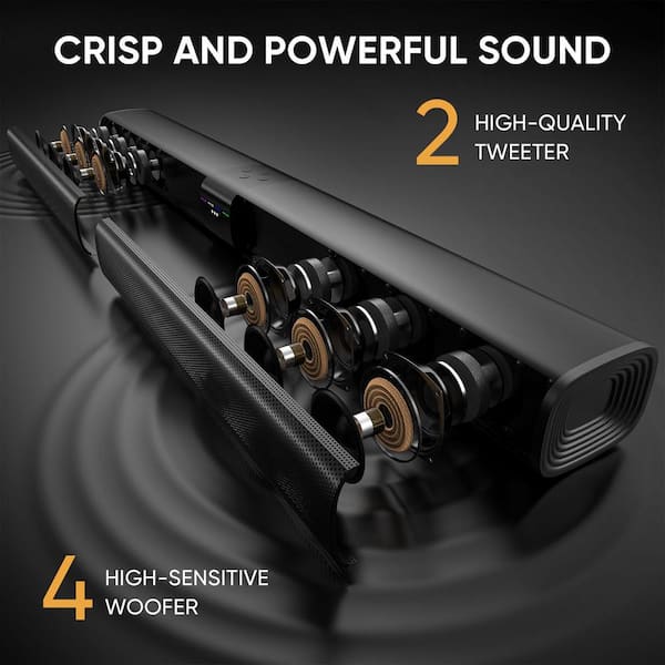 Tv Sound Bar 60W Sound Bars For TV With Subwoofer, Deep Bass