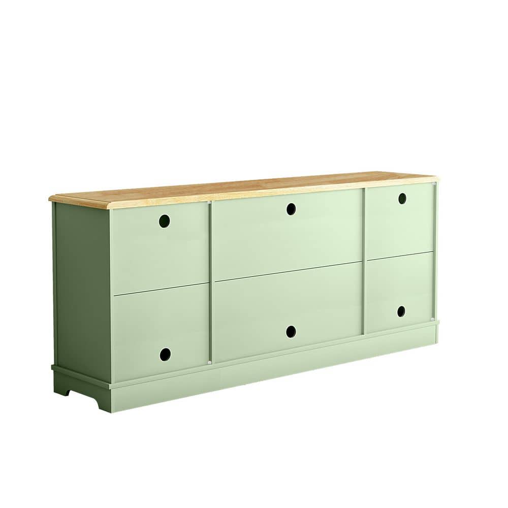Coastal Farmhouse 70" Weathered Green TV Stand with Cabinet