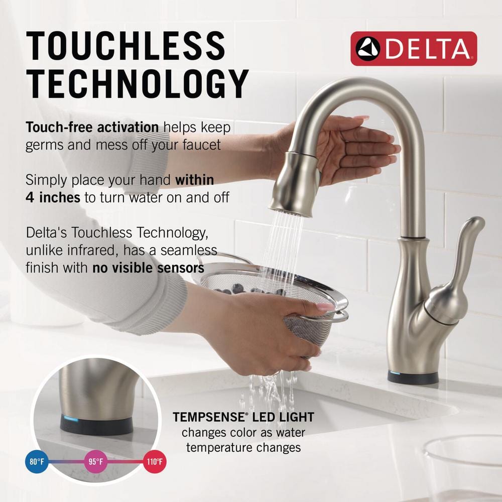 Spotshield Stainless Steel Touchless Bar Faucet with Pull-out Spray