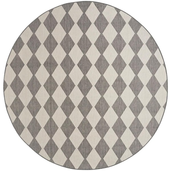 Positano Charcoal 10 ft. Round x 10 ft. Diamond Contemporary Round Area Rug