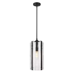 Alverton 8 in. 1 Light Pendant Matte Black with Clear Glass Shade