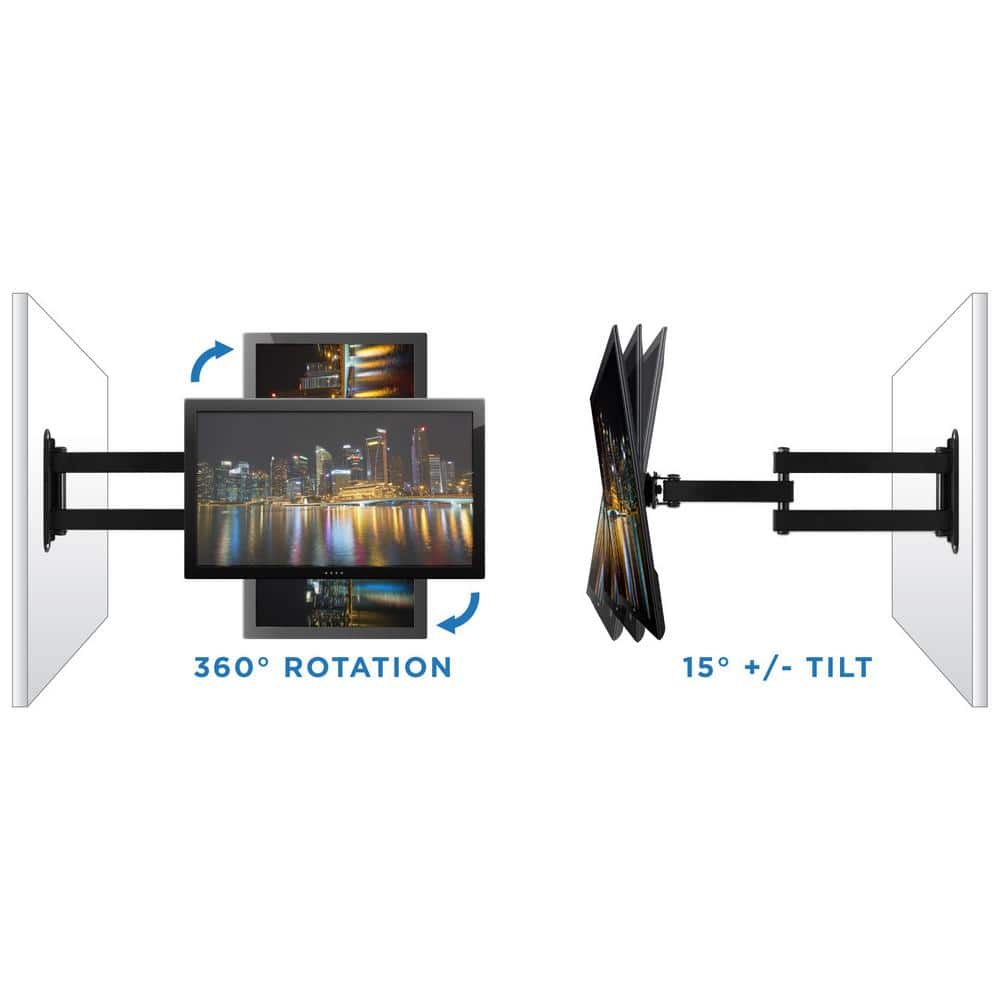 Black Full Motion TV Wall Mount for 19-27 Inch Screens
