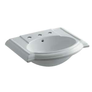 Devonshire 4-7/8 in. Vitreous China Pedestal Sink Basin in Biscuit with Overflow Drain