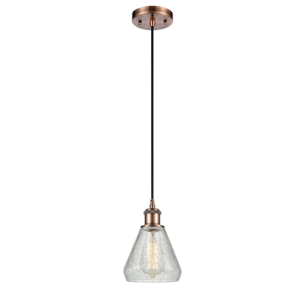 Innovations Conesus 1-Light Antique Copper Shaded Pendant Light with ...