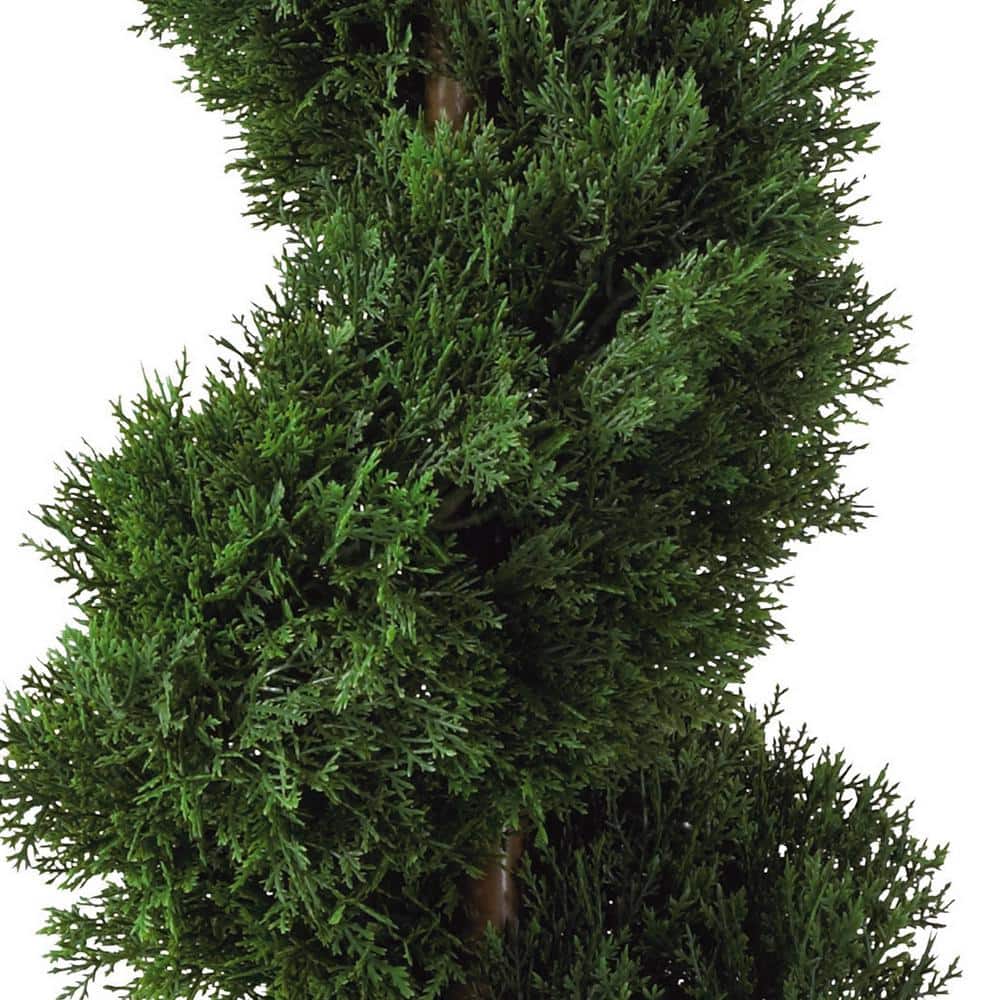 Elegant Spiral Cedar Silk 30" Topiary in Classic Pot