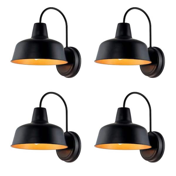 INNOBULE 1-Light Industrial Style Metal Matte Black Wall Sconce (4-Pack)