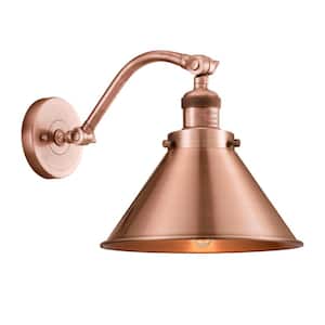 Briarcliff 8 in. 1-Light Antique Copper Wall Sconce with Antique Copper Metal Shade