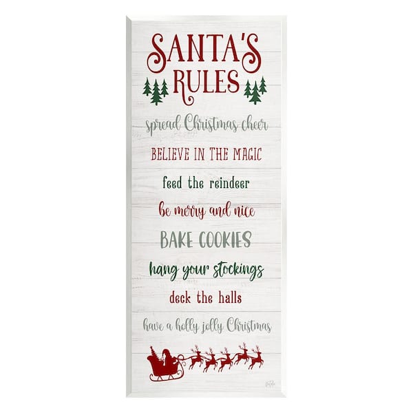 Stupell Industries Santa's Rules Holiday by Natalie Carpentieri 1-Piece Unframed Graphic Print Typography Poster Art Print 17 in. x 7 in.