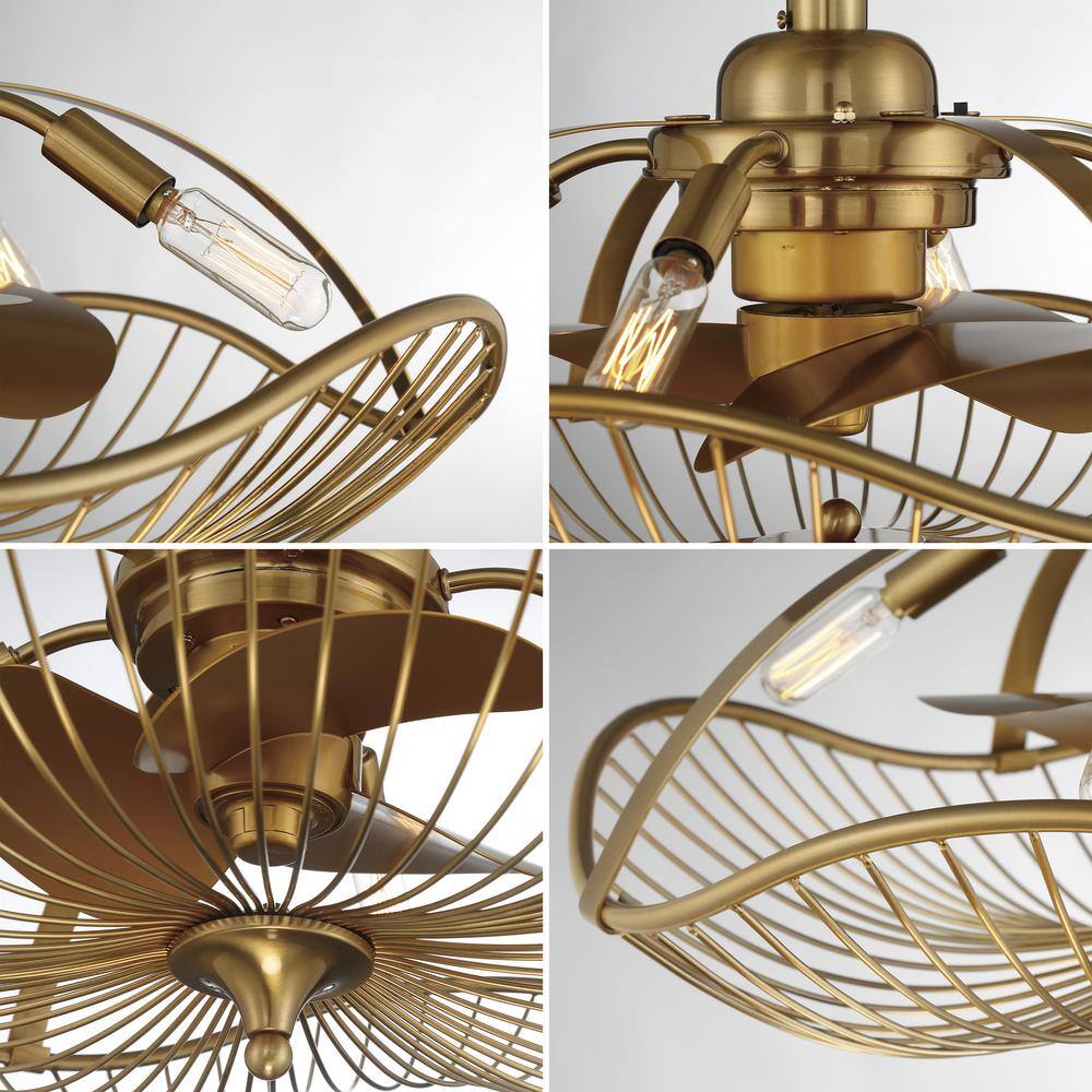 Auri 22'' Aged Brass 3-Blade Ceiling Fan with LED Light