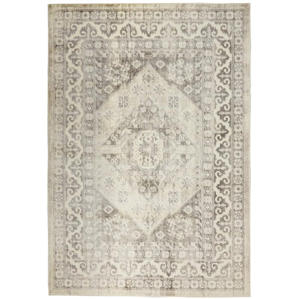 Nourison Cyrus Ivory 5 ft. x 7 ft. Medallion Traditional Area Rug