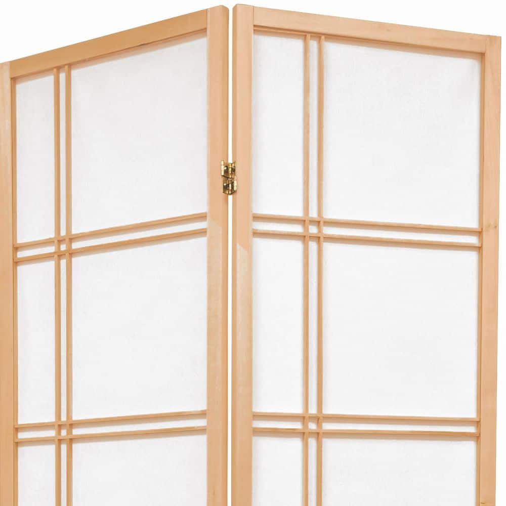 76" Honey Bamboo and Mahogany Folding Room Divider