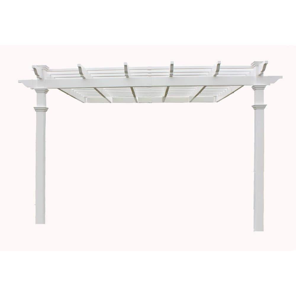 VITA 144L X 152W X 106H Vinyl Freemont Attached Pergola White   White Vita Pergolas Va42044 64 1000 