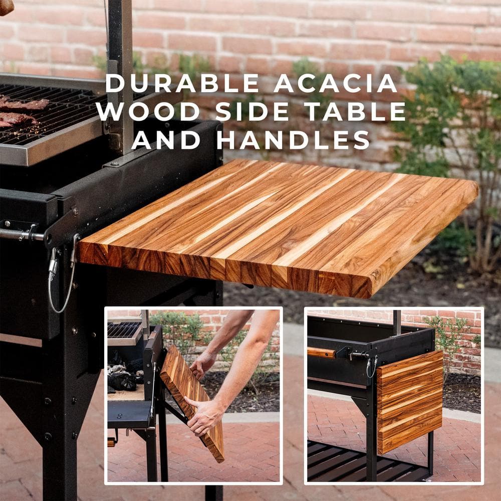 Premium Black Stainless Steel Wood Fire and Charcoal Grill