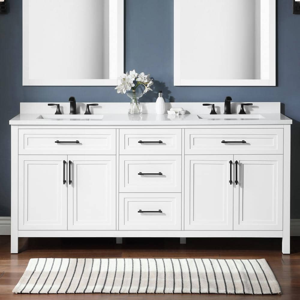 Home Decorators Collection Sonoma 72 in. W x 22 in. D x 34 in. H Double  Sink Bath Vanity in Dark Charcoal with Carrara Marble Top Sonoma 72C - The  Home Depot