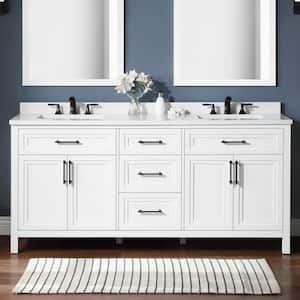 Mayfield 72 in. W x 22 in. D x 34.5 in. H Double Sink Bath Vanity in White with White Cultured Marble Top