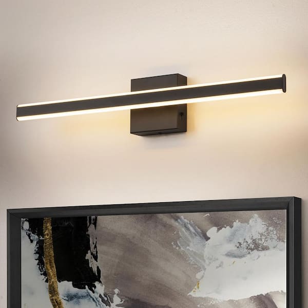 Rennnsan Mira 23.8 in. 1-Light Matte Black Linear Dimmable LED Vanity Light