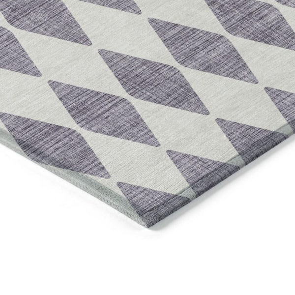 Purple, Lilac 3 ft. x 5 ft. Woven Geometric Polyester Rectangle Indoor / Outdoor Area Rug