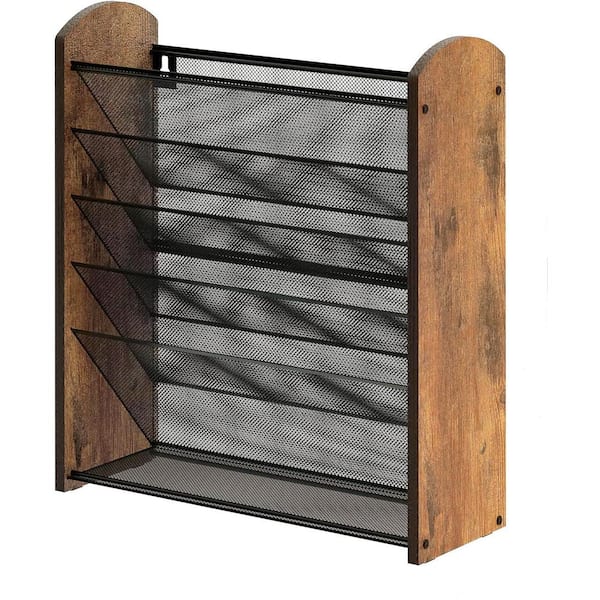 Unbranded 12.9 in. x 5 in. Rustic Brown Hanging Mails Folders Papers Magazine Organization, 16-Tier Hanging File Organizer