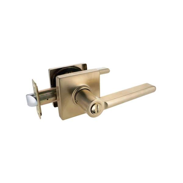 Defiant Tonebridge Brushed Gold Bed/Bath Door Lever with Square Rose  32LS3XM01A - The Home Depot