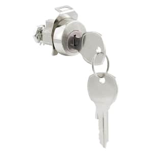 1 in. Dia. 90-Degree Diecast Construction Face, Nickle Plated Mailbox Lock, No Cams, Auth-Florence, Opens CW