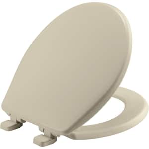 Kimball Soft Close Round Plastic Closed Front Toilet Seat in Bone Never Loosens