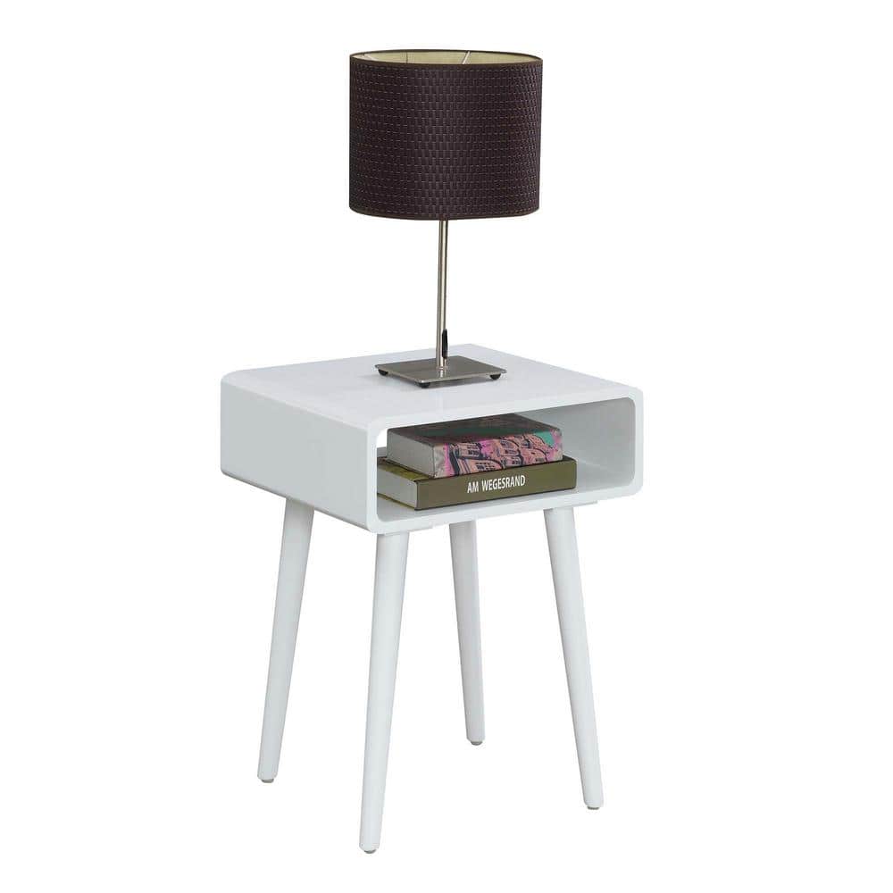White Poplar Wood End Table with Open Cubby