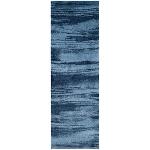 Retro Light Blue/Blue 2 ft. x 11 ft. Striped Runner Rug