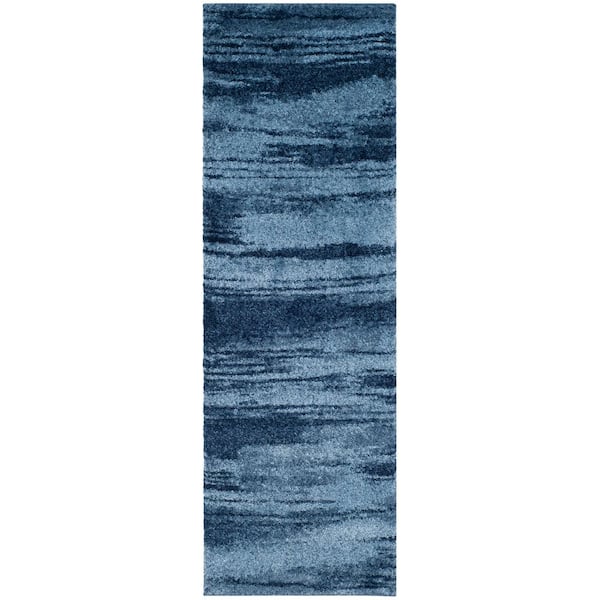 SAFAVIEH Retro Light Blue/Blue 2 ft. x 7 ft. Striped Runner Rug