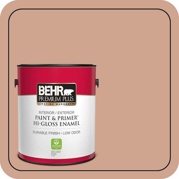 BEHR PREMIUM PLUS 1 gal. #230F-4 Autumn Malt Hi-Gloss Enamel Interior/Exterior Paint & Primer
