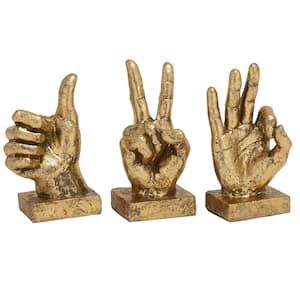 Gold Polystone Hands Sculpture (Set of 3)