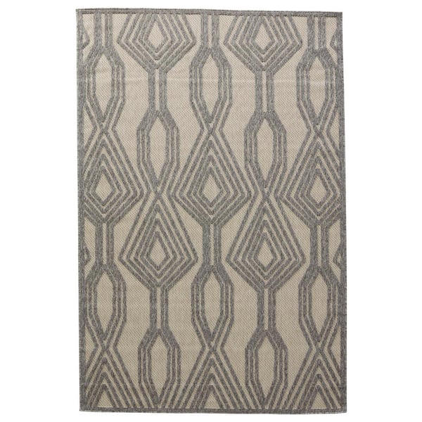 Jaipur Living Nikki Chu Adana Cream/Gray 2 ft. x 3 ft. Trellis Rectangle Indoor/Outdoor Area Rug