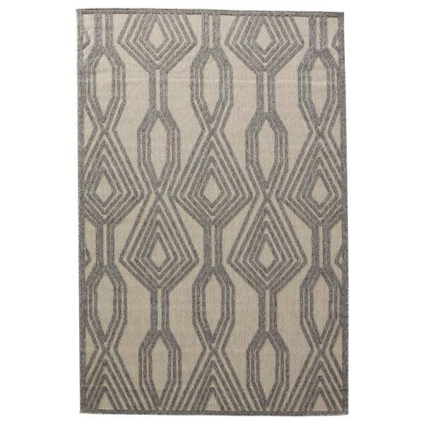 Jaipur Living Nikki Chu Adana Cream/Gray 4 ft. x 6 ft. Trellis Rectangle Indoor/Outdoor Area Rug