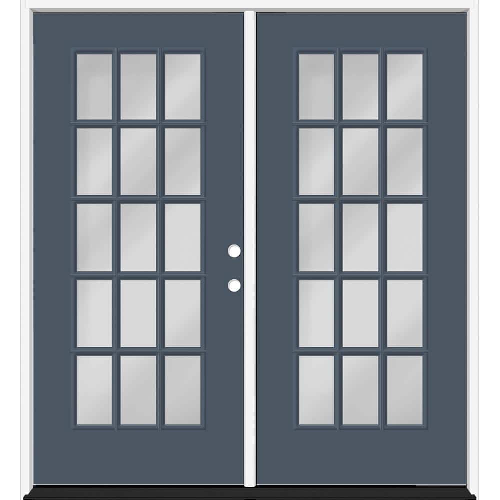 "Reliant 72 in. x 80 in. FullLite 15L-SDL Clear Glass LHIS Dk.Denim Finish Fiberglass Double Prehung Front Door w/4"" Jamb" price history on PriceWatchPro