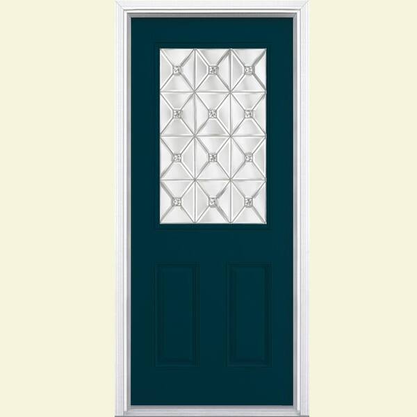 Masonite St Pauls Half Lite Painted Smooth Fiberglass Prehung Front Door with Brickmold-DISCONTINUED