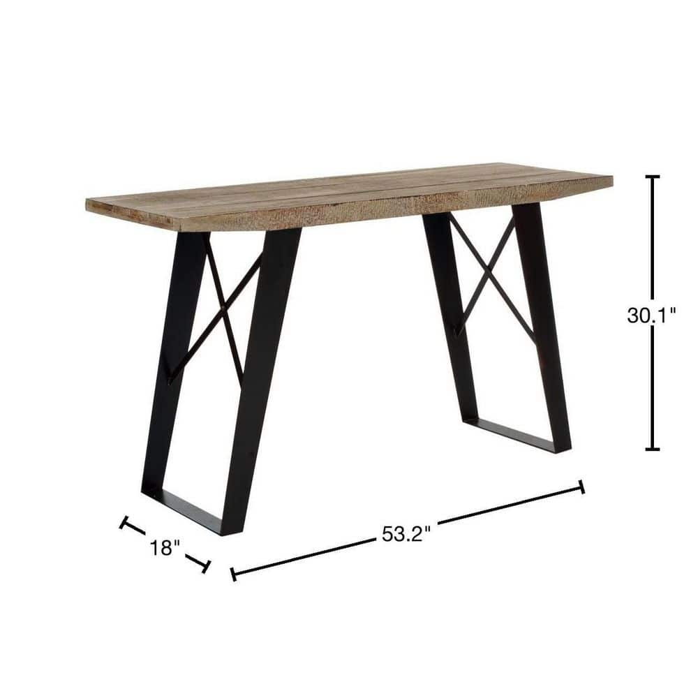 Transitional Waldo 53'' Black/Brown Wood and Metal Console Table with Storage