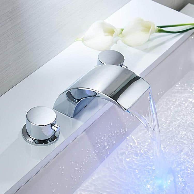 Polished Chrome 8 in. Widespread 2-Handle Bathroom Faucet with LED Light