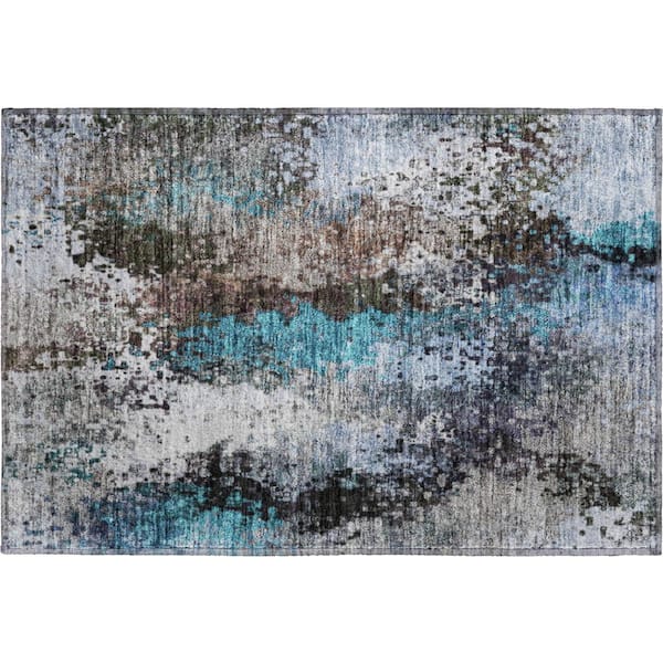 Mayfield Premium Machine Washable Abstract AMF2242 Khaki 2 ft. x 3 ft. Accent Rug