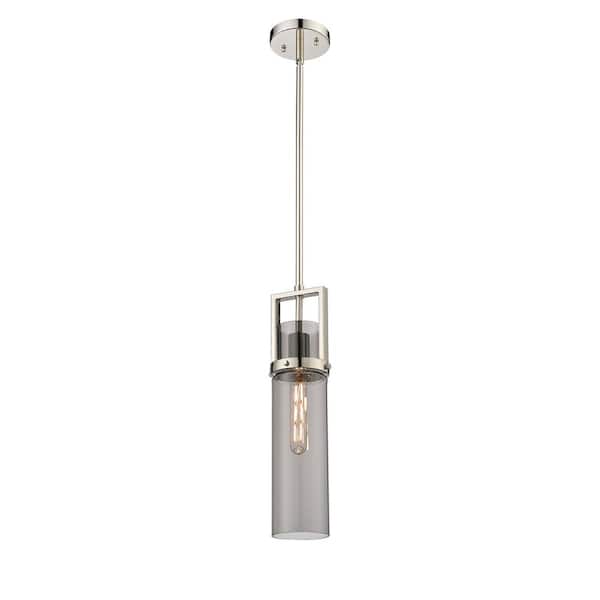 Innovations Utopia 100-Watt 1 Light Polished Nickel Shaded Pendant Light with Tinted glass Tinted Glass Shade