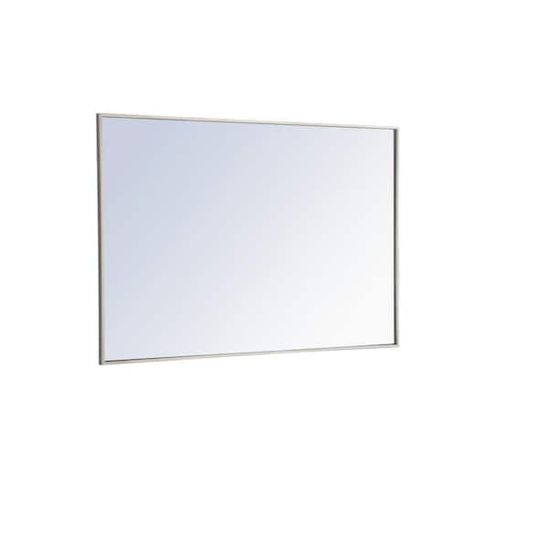 Unbranded Timeless Home 28 in. W x 42 in. H x Contemporary Metal Framed Rectangle Silver Mirror