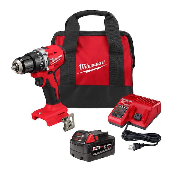 M18 18V Lithium-Ion Brushless Cordless 1/2 in. Compact Hammer Drill/Driver Kit