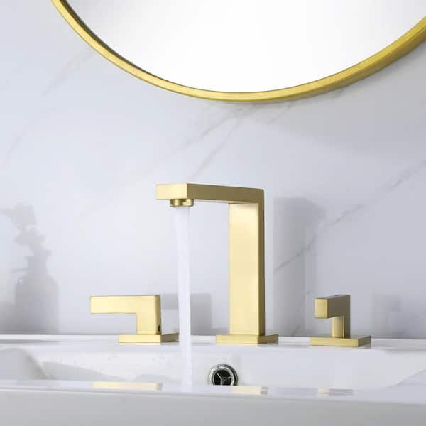 Nestfair 8 in. Widespread Double Handle Bathroom Faucet in Brushed Gold (1-Pack)