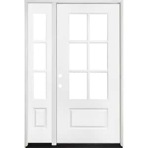 Legacy 49 in. x 80 in. 3/4-6Lite Clear Glass RHIS Primed White Finish Fiberglass Prehung Front Door w/10 in. SL