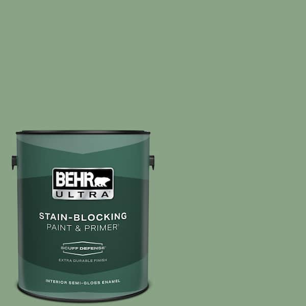 BEHR ULTRA 1 gal. #S400-5 Gallery Green Extra Durable Semi-Gloss Enamel Interior Paint & Primer