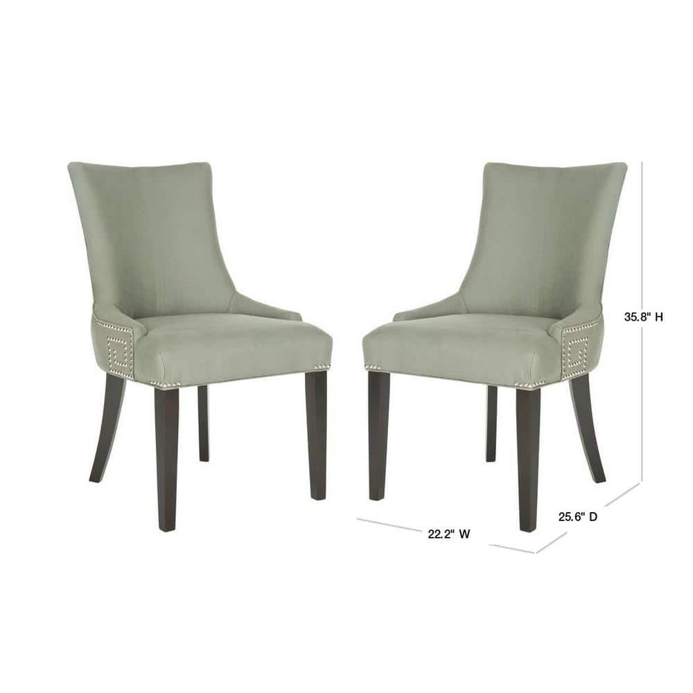 Gray Linen Upholstered Parsons Side Chair with Wood Legs