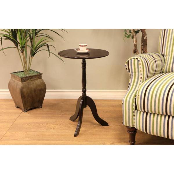 Homecraft Furniture End Table Round Clear Glass Tabletop Espresso Flared Legs 