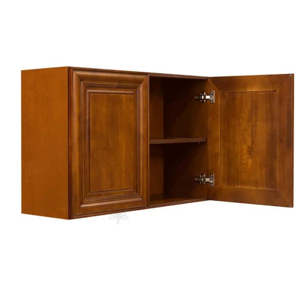 LIFEART CABINETRY Cambridge Assembled 30x24x12 in. Wall Cabinet with 2 Doors 1 Shelf in Chestnut